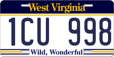 WV license plate 1CU998