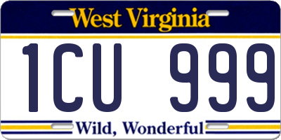 WV license plate 1CU999