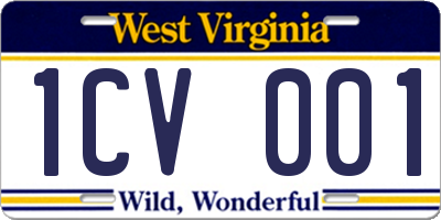 WV license plate 1CV001