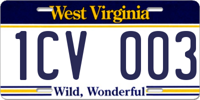 WV license plate 1CV003