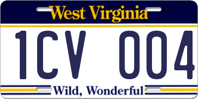 WV license plate 1CV004