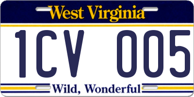 WV license plate 1CV005