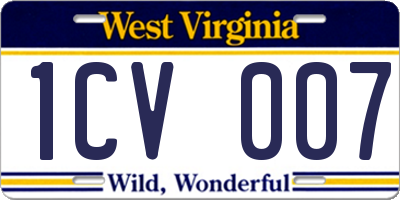 WV license plate 1CV007