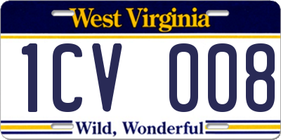 WV license plate 1CV008