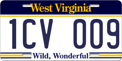 WV license plate 1CV009