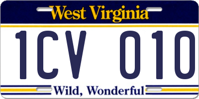 WV license plate 1CV010