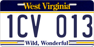 WV license plate 1CV013