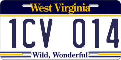 WV license plate 1CV014