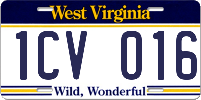 WV license plate 1CV016