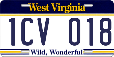 WV license plate 1CV018