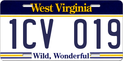 WV license plate 1CV019