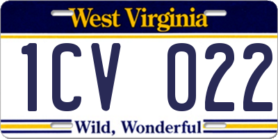 WV license plate 1CV022