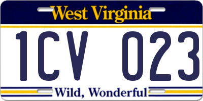 WV license plate 1CV023