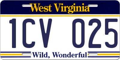 WV license plate 1CV025