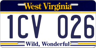 WV license plate 1CV026