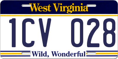 WV license plate 1CV028