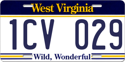 WV license plate 1CV029