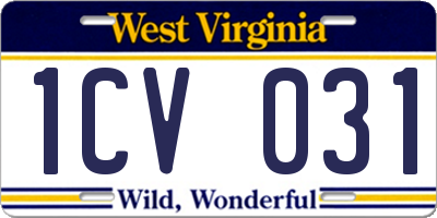 WV license plate 1CV031