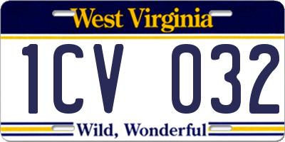 WV license plate 1CV032