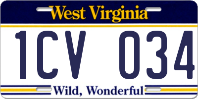 WV license plate 1CV034