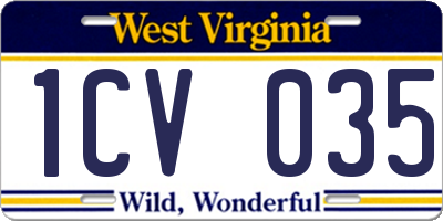 WV license plate 1CV035
