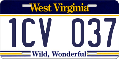 WV license plate 1CV037