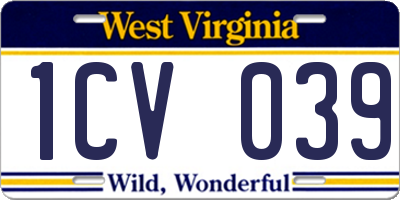 WV license plate 1CV039
