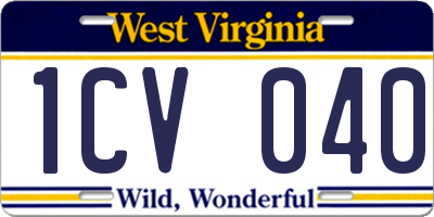 WV license plate 1CV040