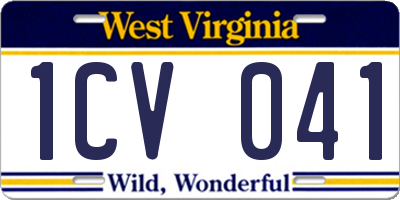 WV license plate 1CV041