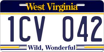 WV license plate 1CV042
