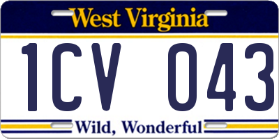 WV license plate 1CV043
