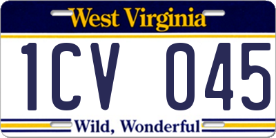 WV license plate 1CV045