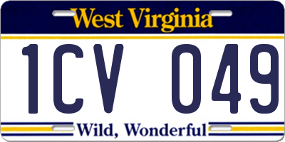 WV license plate 1CV049