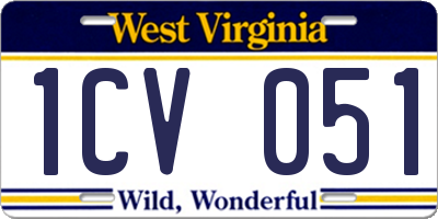 WV license plate 1CV051