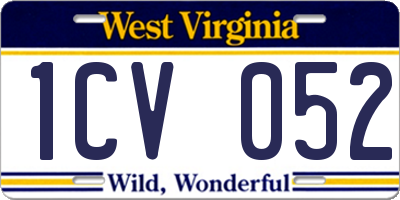 WV license plate 1CV052