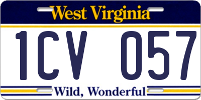 WV license plate 1CV057