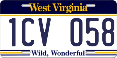 WV license plate 1CV058