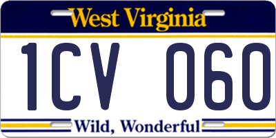 WV license plate 1CV060