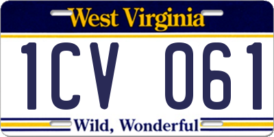WV license plate 1CV061