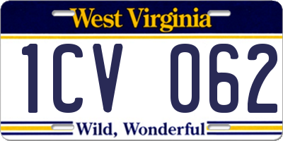 WV license plate 1CV062