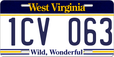 WV license plate 1CV063