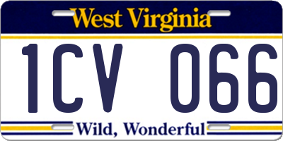 WV license plate 1CV066