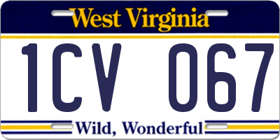 WV license plate 1CV067