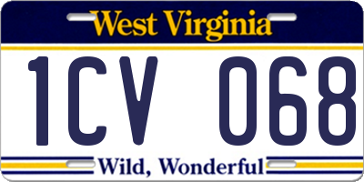 WV license plate 1CV068