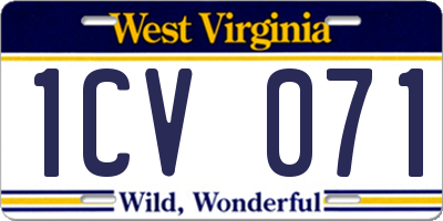 WV license plate 1CV071