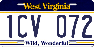 WV license plate 1CV072