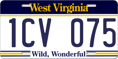 WV license plate 1CV075