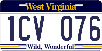 WV license plate 1CV076