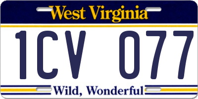 WV license plate 1CV077