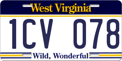 WV license plate 1CV078